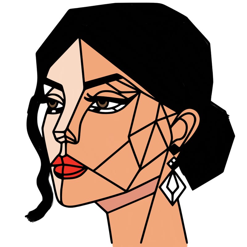geometric art illustration of a woman's face