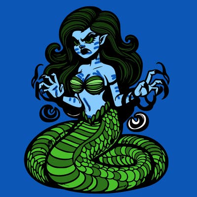 realistic evil venomous mermaid