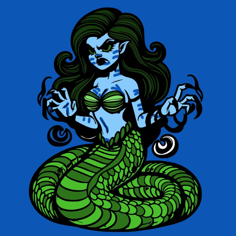 realistic evil venomous mermaid