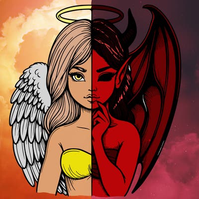 realistic angel half demon