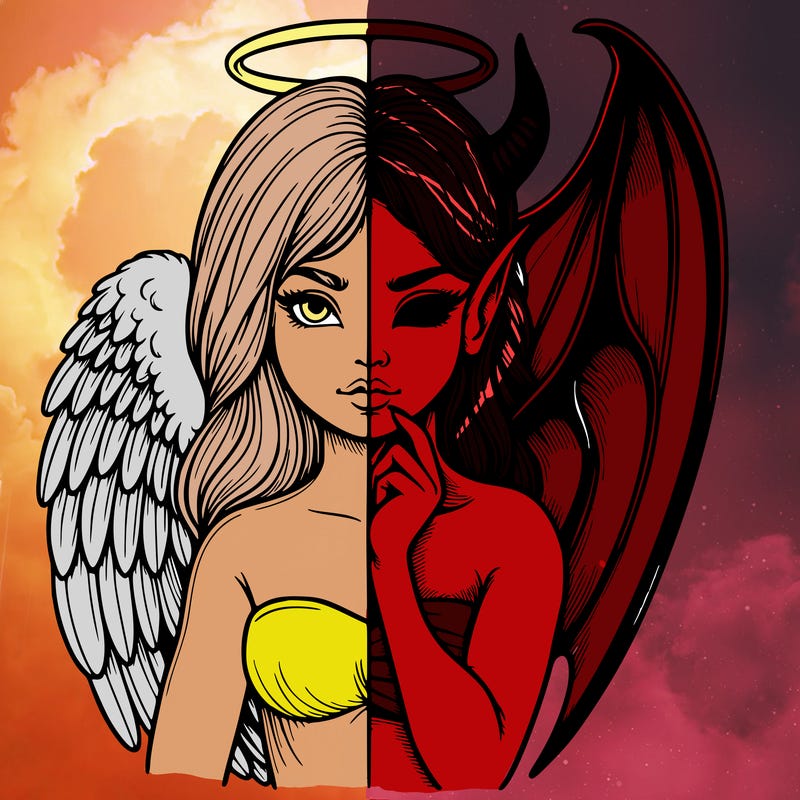 realistic angel half demon