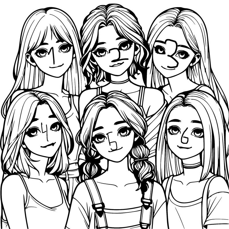 a group of girls realistic