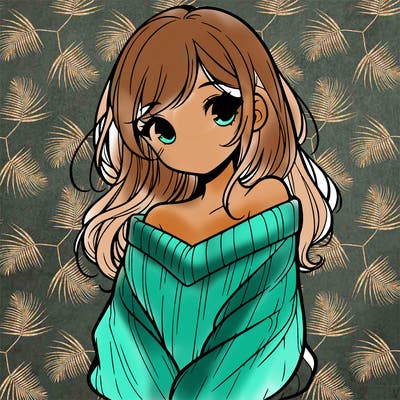 shy pretty girl wearing a sweater that is falling off one shoulder portrait