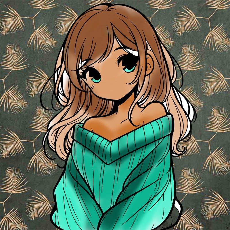 shy pretty girl wearing a sweater that is falling off one shoulder portrait