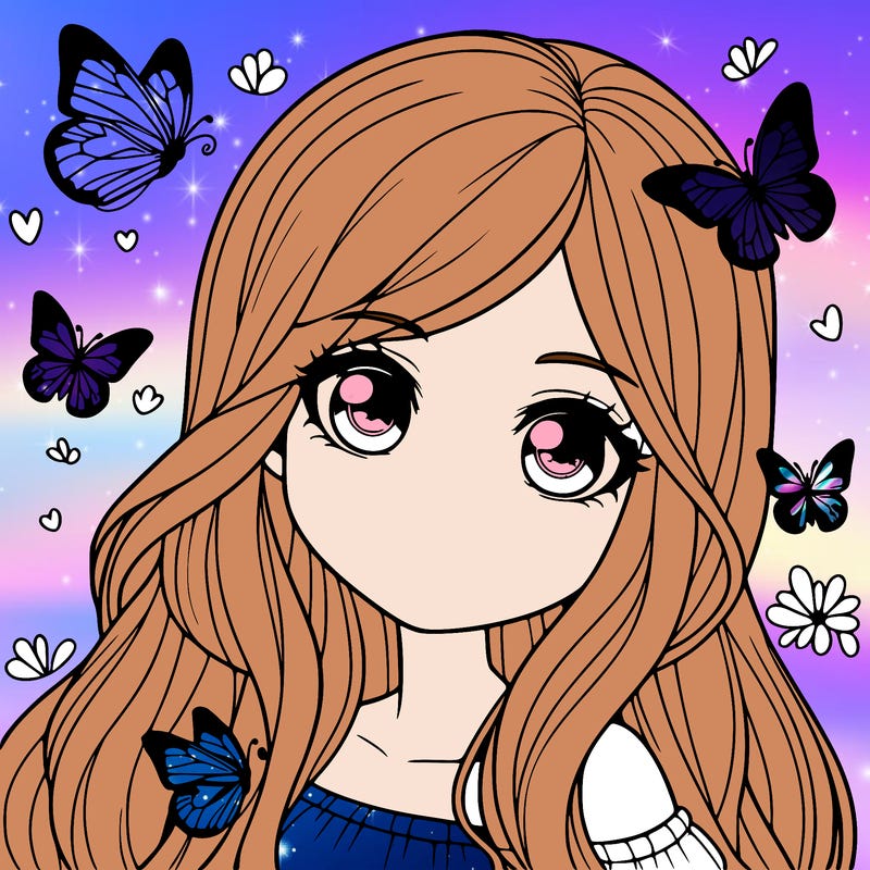 realistic girl with butterflies around her