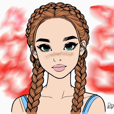 realistic girl with braids