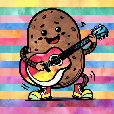 potato playing guitar