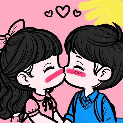 boy and girl kissing