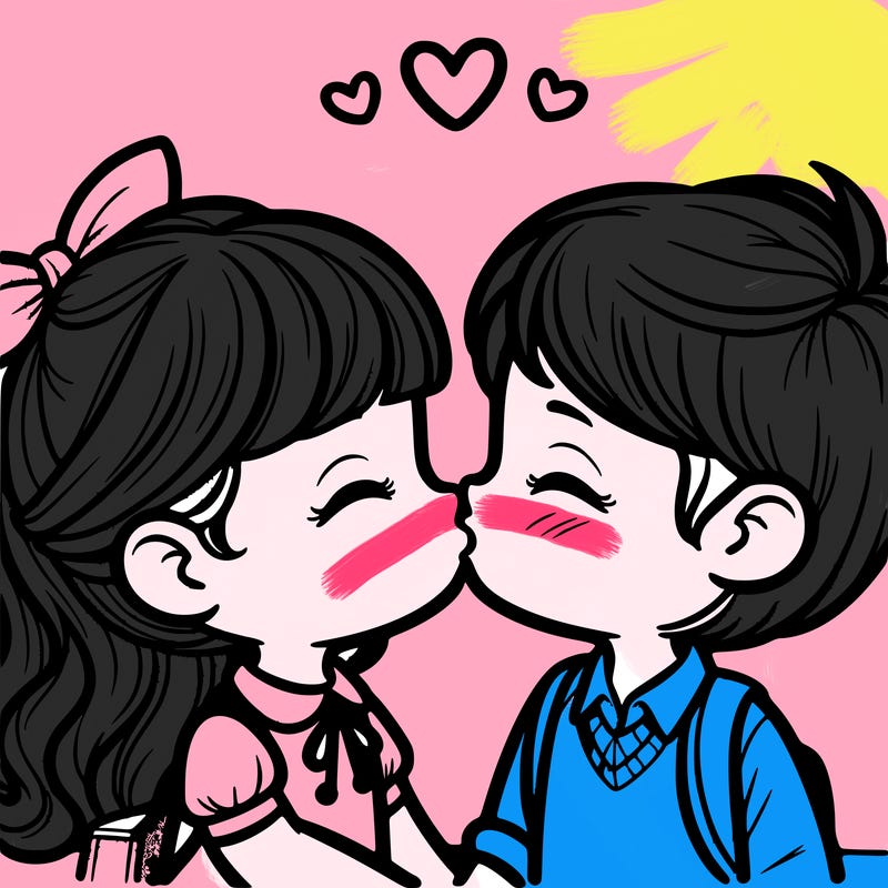 boy and girl kissing