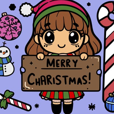 girl holding sign saying merry christmas!