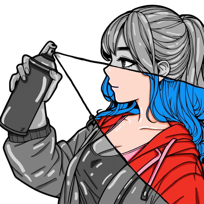 a realistic girl spray, painting