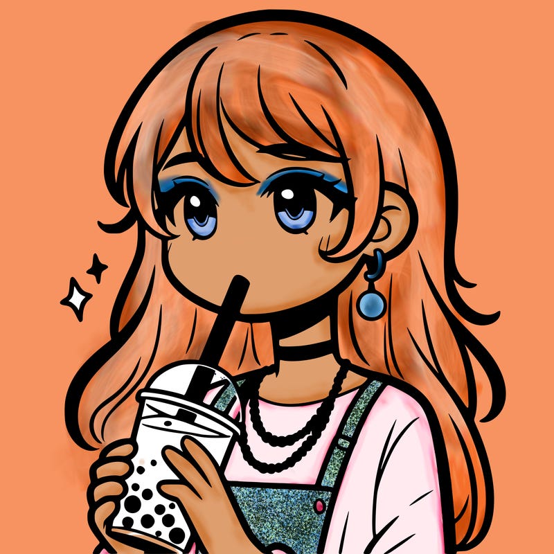 teenage girl drinking boba
