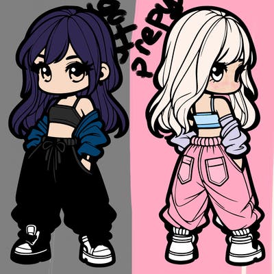 girl in crop top and baggy pants