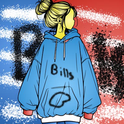realistic girl with a oversized sweatshirt on and a bun