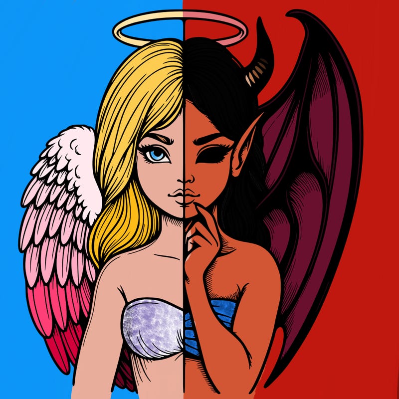 realistic angel half demon