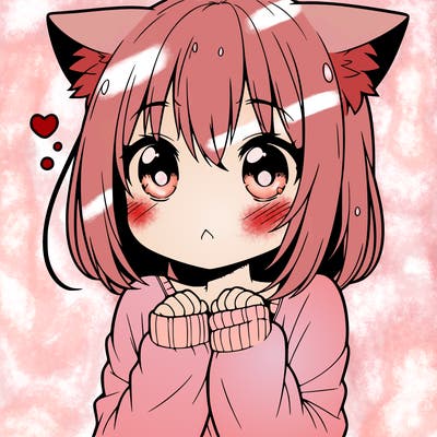 shy anime catgirl