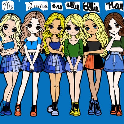 a group of girls realistic