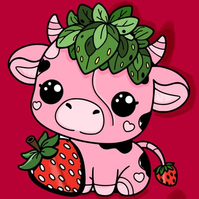 cute strawberry cow