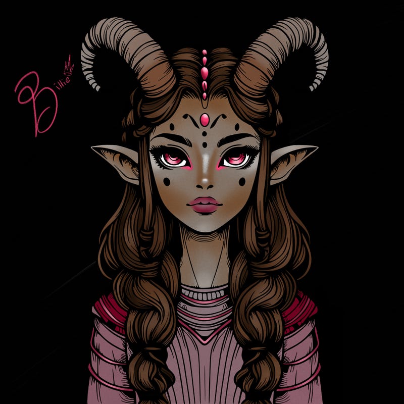 realistic alien girl with horns