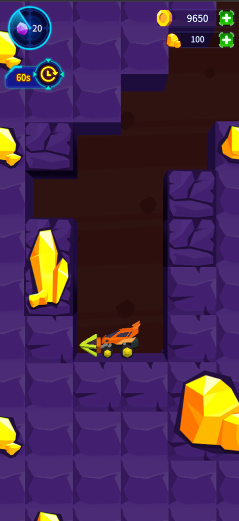 Crazy Mining Team - Orange mining machine drilling through blocks to find gold nuggets in Crazy Mining Team