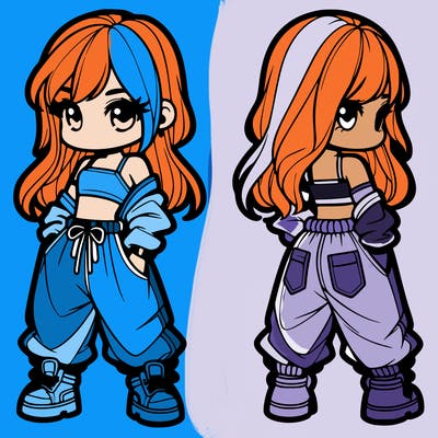 girl in crop top and baggy pants