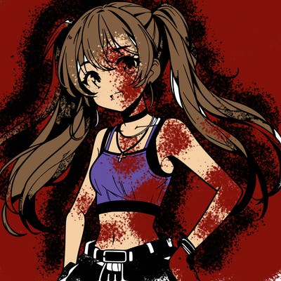 anime girl wearing crop top