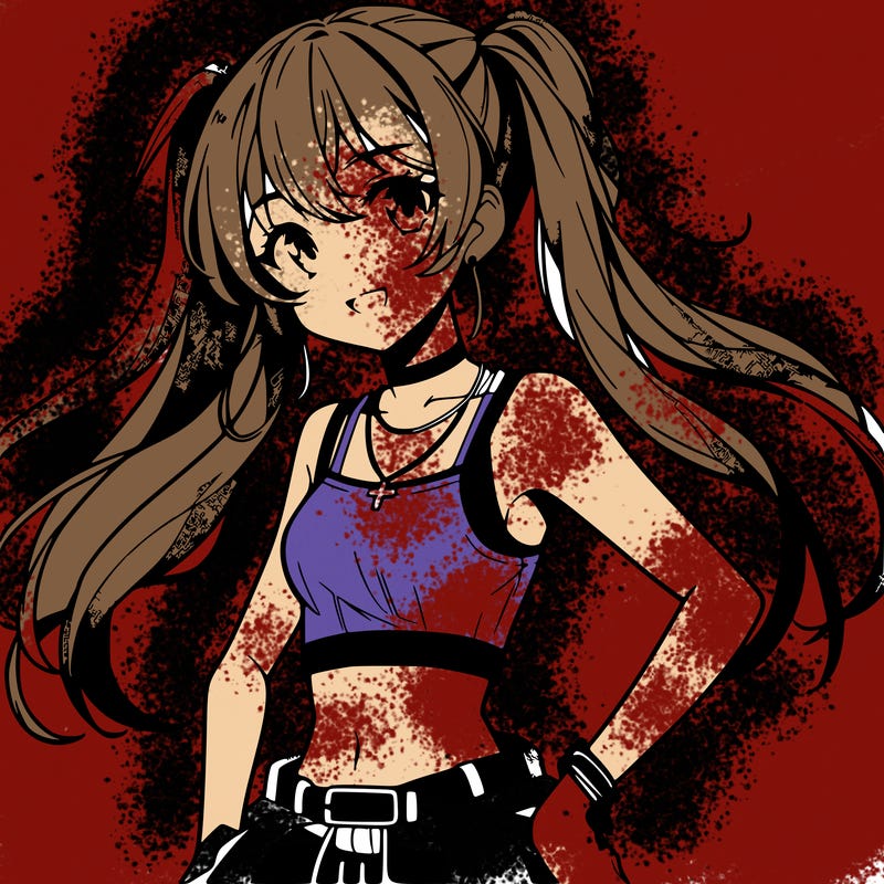 anime girl wearing crop top