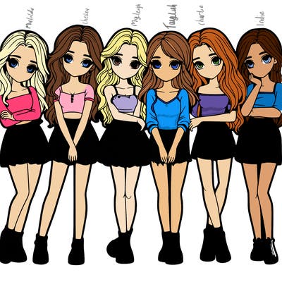a group of girls realistic