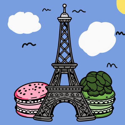 eiffel tower with macrons
