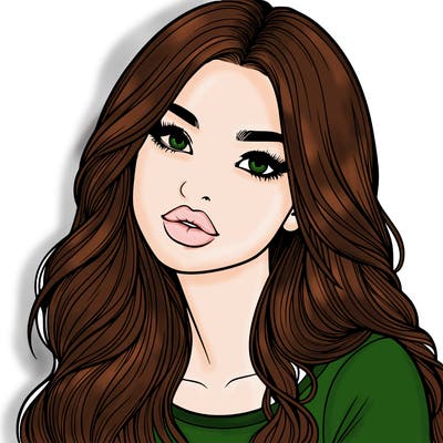 realistic girl with hair on her hair and lips