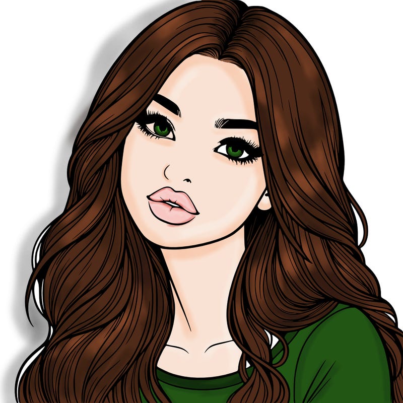 realistic girl with hair on her hair and lips