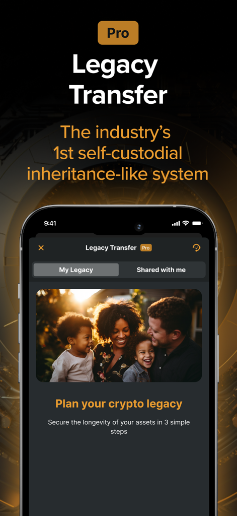 Fonctionnalité Zengo Pro Legacy Transfer pour l'héritage crypto auto-custodial