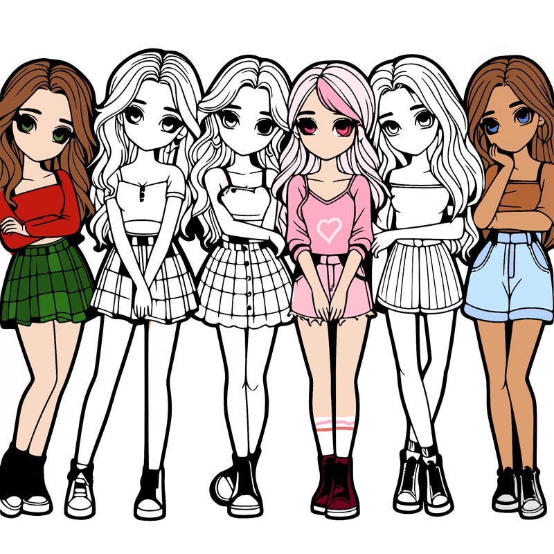a group of girls realistic