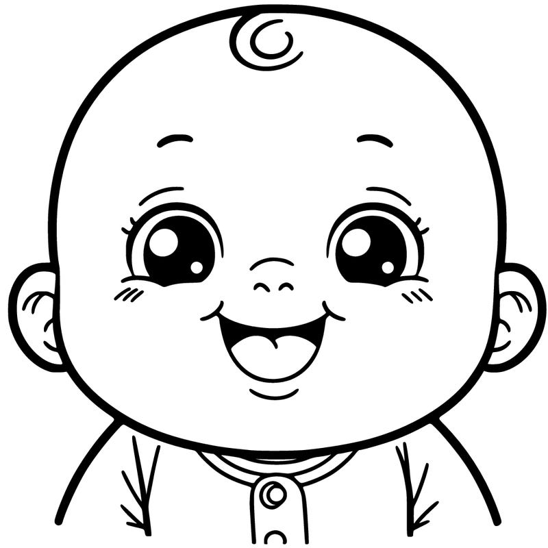 a baby smiling, big, with no teeth and a pink onesie