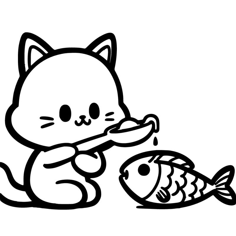 cat person eating fish