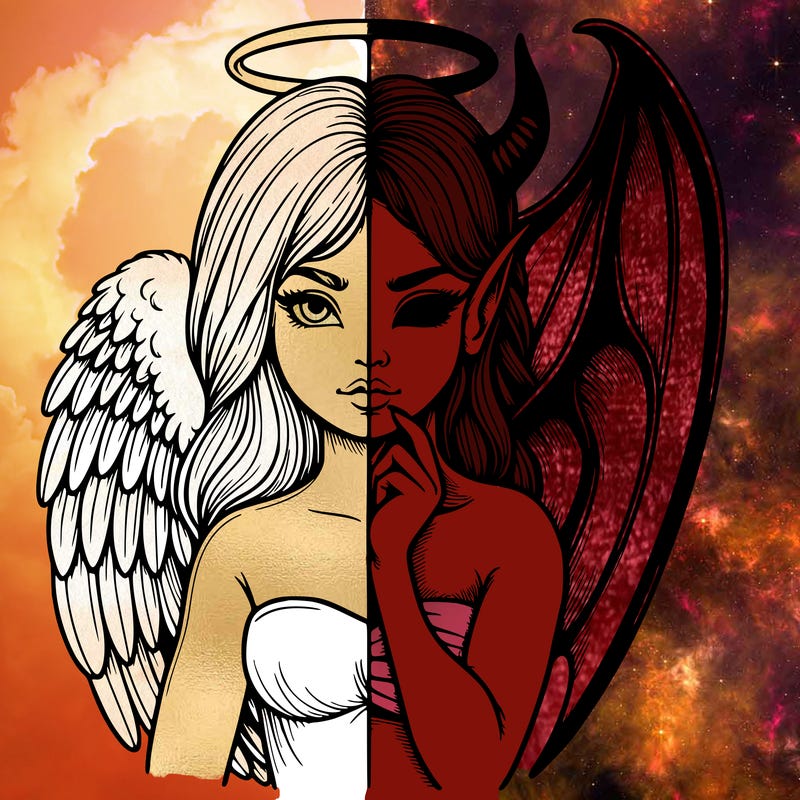 realistic angel half demon