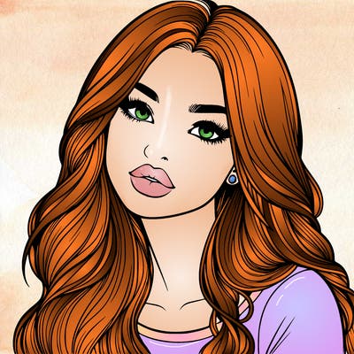 realistic girl with hair on her hair and lips