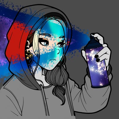 a realistic girl, spray painting