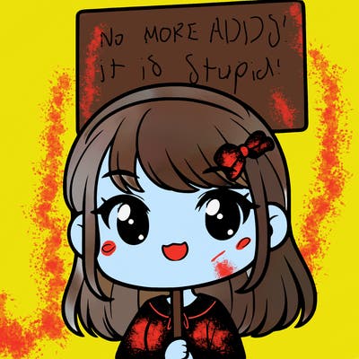 a girl holding a sign