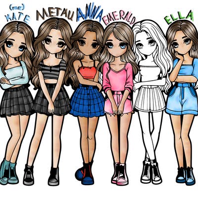 a group of girls realistic