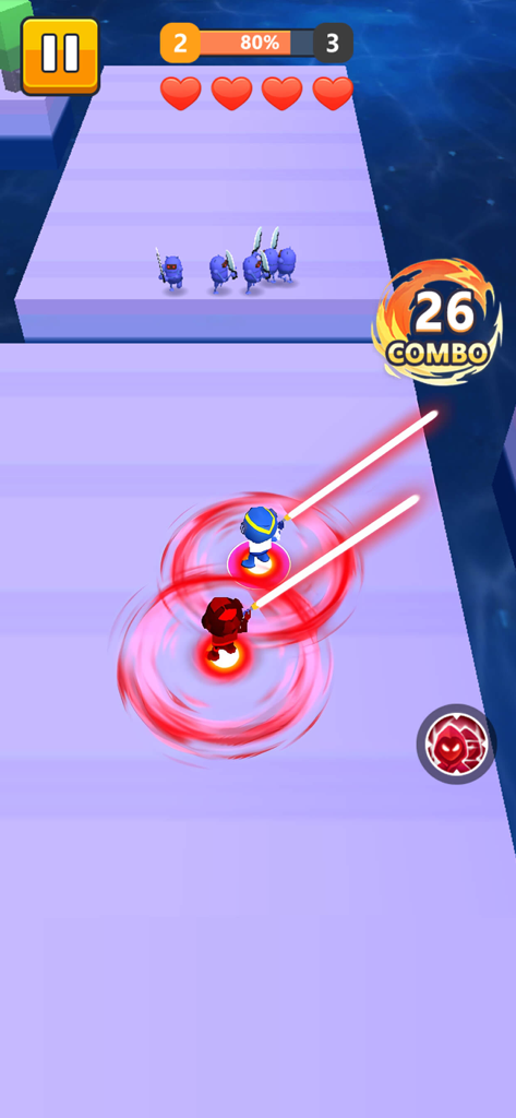 Blade Force 3D - Action gameplay of a samurai character fighting enemies with glowing swords in Blade Force 3D