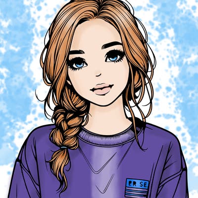 realistic girl with sweat shirt on