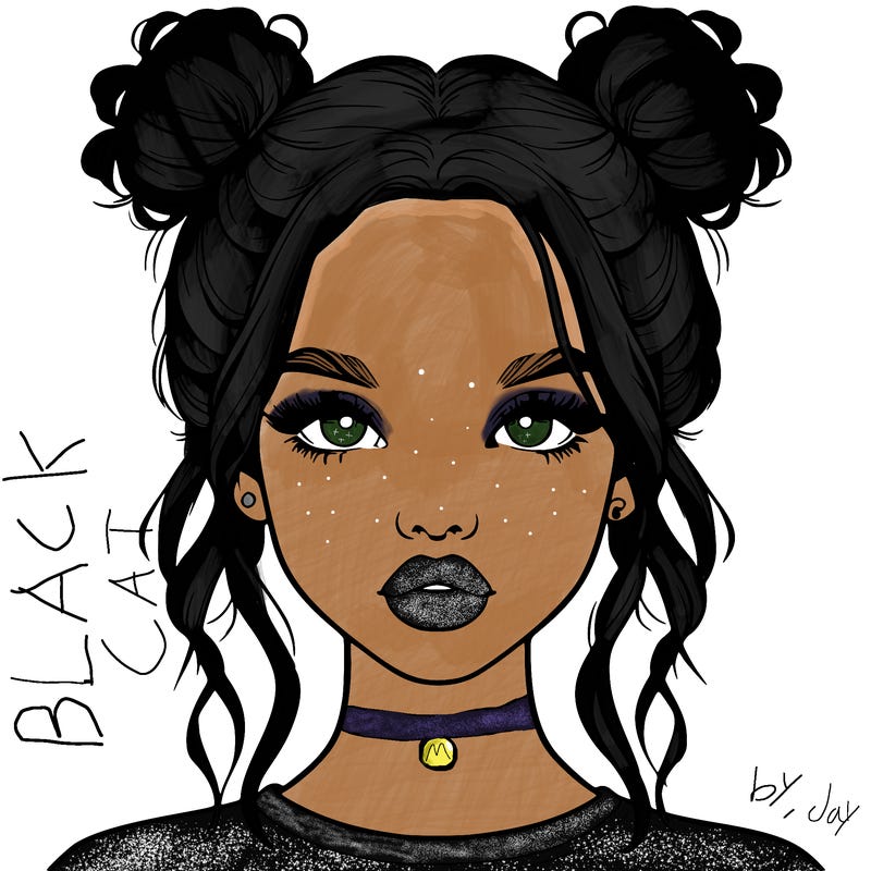 realistic girl with two buns in hair and lips