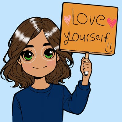 realistic girl holding up a sign