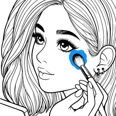 a realistic girl doing her makeup