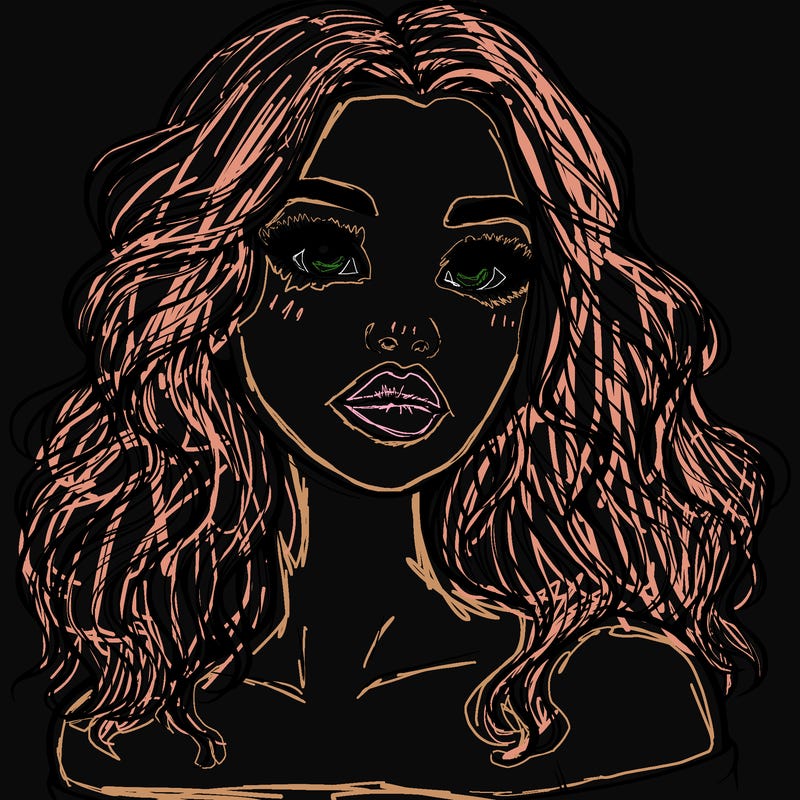 realistic girl with wavy hair and lips