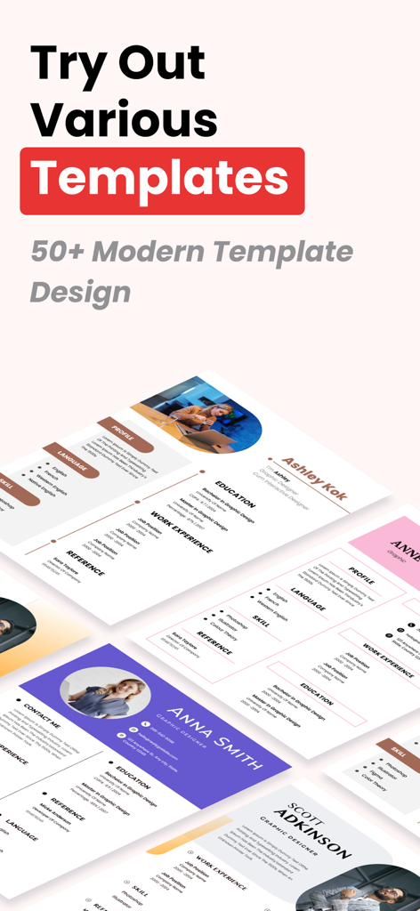 Resume Builder: CV Maker AI - A showcase of over fifty modern and professional resume templates for various job roles
