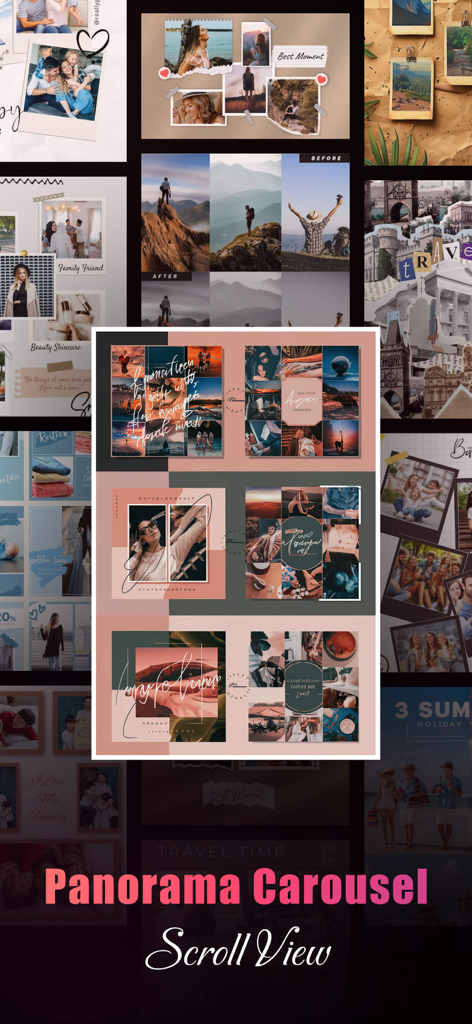 Grid Square Cut-Carousel Maker - Panorama carousel scroll view for creating aesthetic social media grid layouts