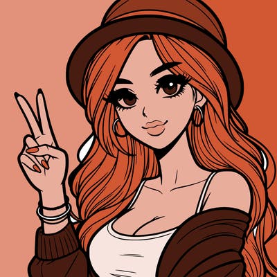 a model holding up the peace sign