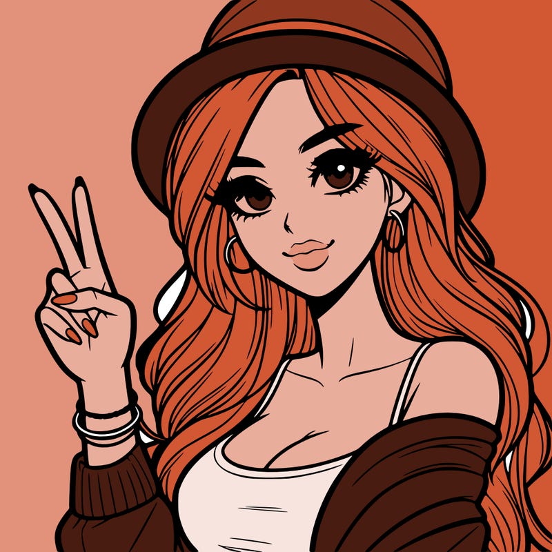 a model holding up the peace sign